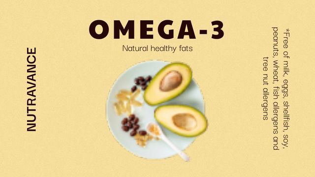 Nutritional Supplements Offer with Avocado Label 3.5x2in Design Template