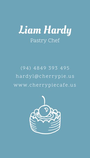 Confectioner's Services Offer on Blue Layout Business Card US Vertical Design Template