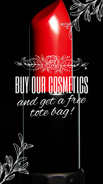 Red Lipstick With Free Tote Bag Offer TikTok Video Modelo de Design