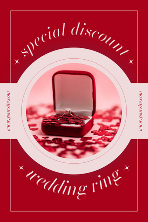 Ontwerpsjabloon van Pinterest van Sieradenaanbieding met trouwring in rode doos
