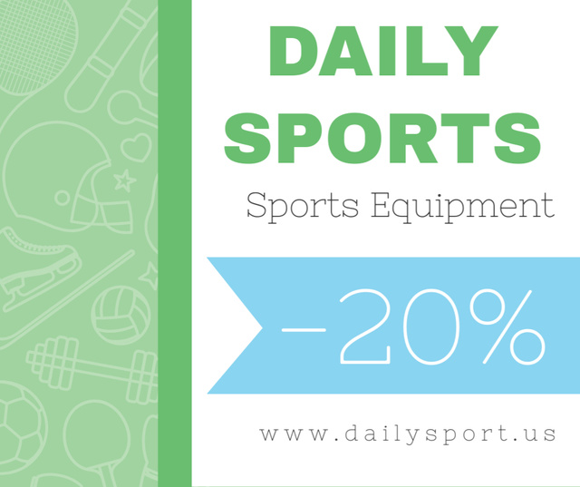 Sports equipment sale on sport icons pattern Facebook Design Template