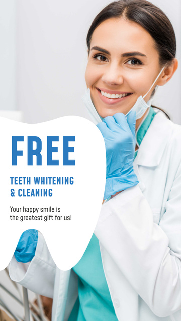 Template di design Dentistry Promotion with Smiling Woman Dentist Instagram Story