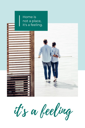Couple Hugging On Terrace Postcard 4x6in Vertical Design Template