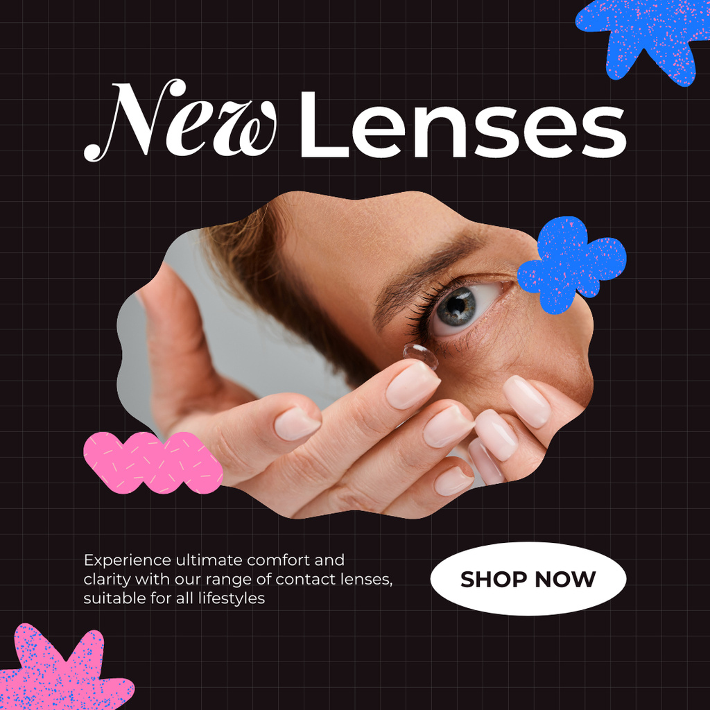 Promotion of New High Quality Contact Lenses Instagram tervezősablon