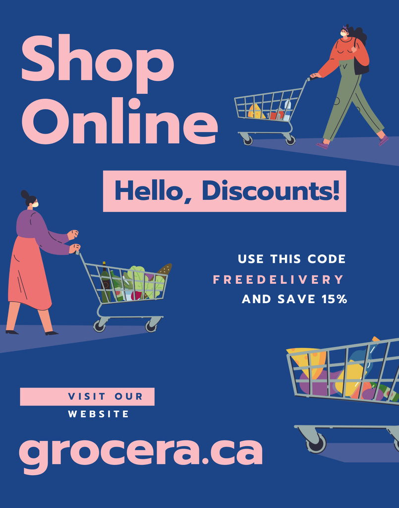 Online Shop Offer with Women Poster 22x28in tervezősablon