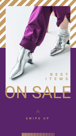 Shoe Store Offer with Stylish Female Boots Instagram Story Design Template