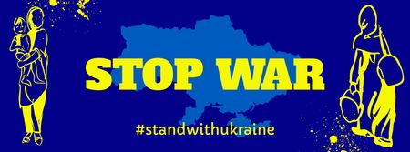 Template di design stop war ukraine Facebook cover