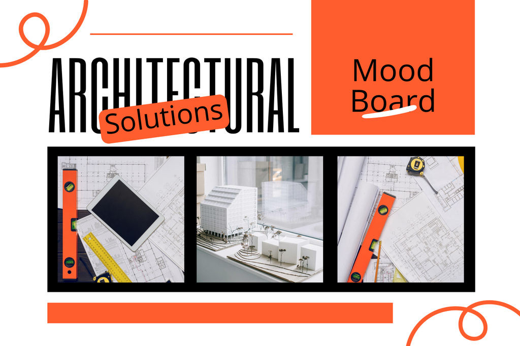 Architectural Solutions And Inspirations With Models Mood Board Šablona návrhu