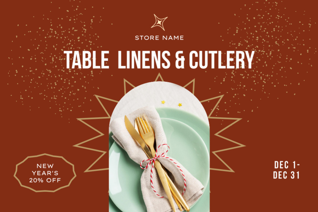 New Year Special Offer of Festive Cutlery Flyer 4x6in Horizontal – шаблон для дизайну