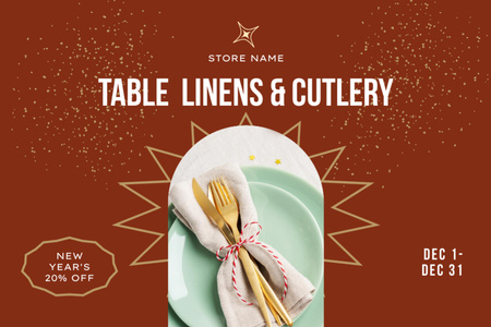 Platilla de diseño New Year Special Offer of Festive Cutlery Flyer 4x6in Horizontal
