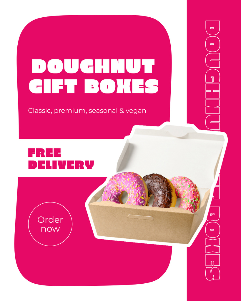 Designvorlage Doughnut Gift Boxes Special Promo für Instagram Post Vertical