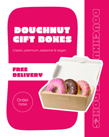 Plantilla de diseño de Promoción especial de cajas de regalo de donuts Instagram Post Vertical 