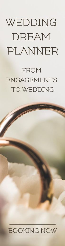 Wedding Rings and Flowers Composition Skyscraper Design Template