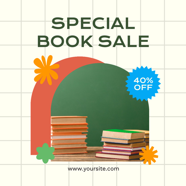 Mind-blowing Books Discount Ad Instagramデザインテンプレート
