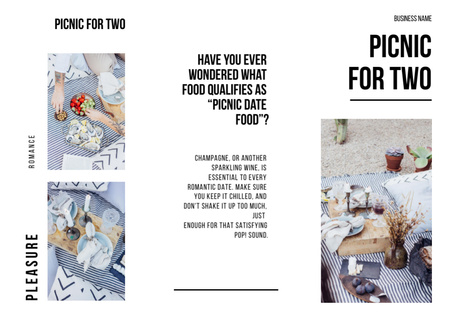 Happy Couple on Romantic Picnic Brochure Din Large Z-fold Design Template