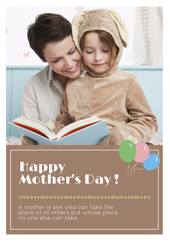 Happy Mother's Day Greeting with Mom with Cute Daughter Poster 28x40in – шаблон для дизайна