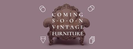 Antique Furniture Ad with Luxury Armchair Facebook coverデザインテンプレート