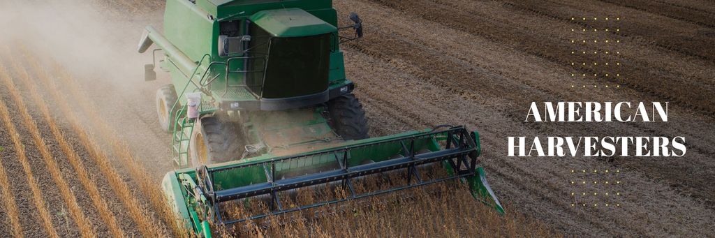 American Harvesters During Crop In The Field Twitter Πρότυπο σχεδίασης
