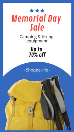 Platilla de diseño Memorial Day Sale Announcement with Yellow Backpack Instagram Story