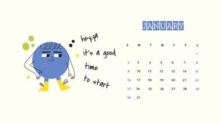 Illustration of Funny Character Calendar Tasarım Şablonu