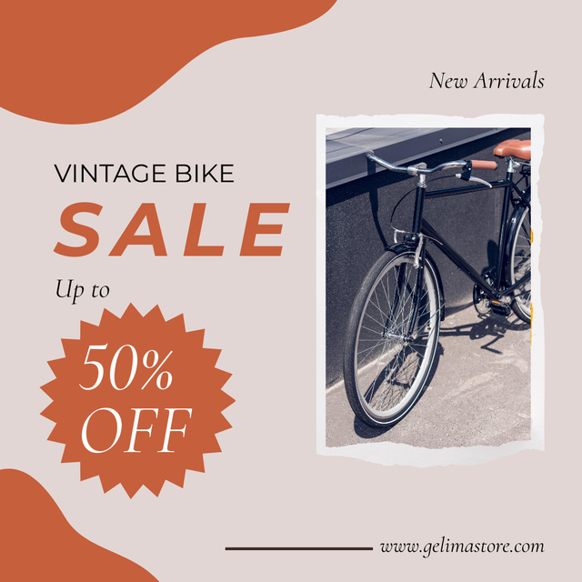 Offer Discounts on Vintage Bicycles Instagramデザインテンプレート