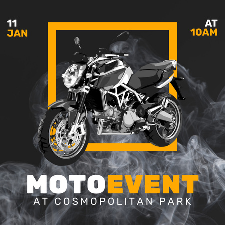 Ontwerpsjabloon van Instagram van Moto Event Announcement with Motorcycle