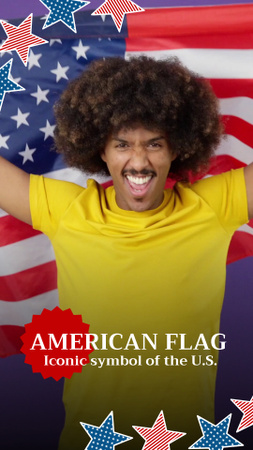 Веселий афроамериканець вітає з Днем прапора США TikTok Video – шаблон для дизайну