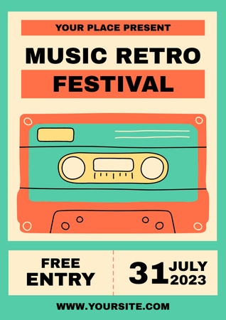 Music Retro Festival Announcement Poster Design Template