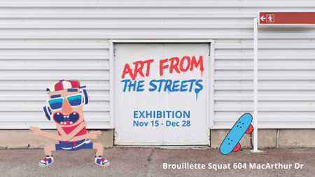 Designvorlage Street Art Funny Skateboarder Dancing on Backstreet für Full HD video