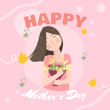 Plantilla de diseño de Saludo del día de la madre con ramo ilustrado Animated Post 