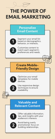 Plantilla de diseño de Poder estructural del marketing por correo electrónico en pasos Infographic 