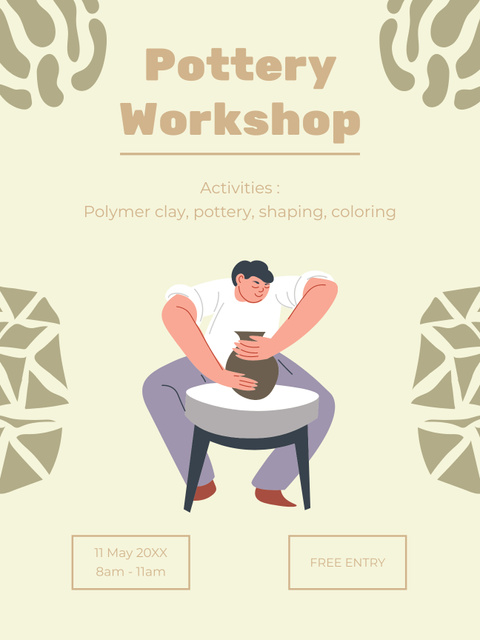 Template di design Man Making Pot on Wheel in Pottery Workshop Poster US