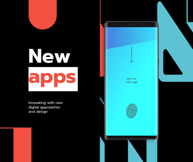 New Apps Ad with Modern Smartphone Facebook Modelo de Design
