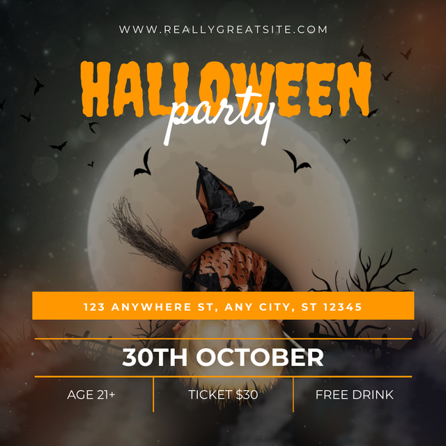 Bone-chilling Halloween Party Promotion With Moon Instagram Tasarım Şablonu