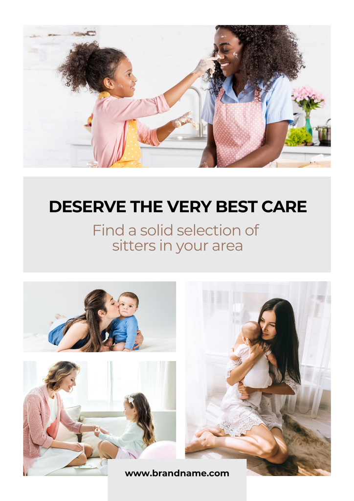 Responsible Babysitting Services Offer In White Poster Modelo de Design