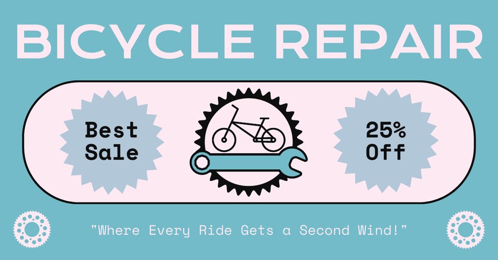 Bicycles Repair Offer on Light Blue Facebook ADデザインテンプレート