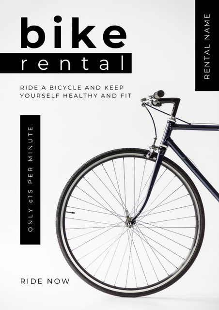 Plantilla de diseño de Discount for Bicycle Rental Poster A3 