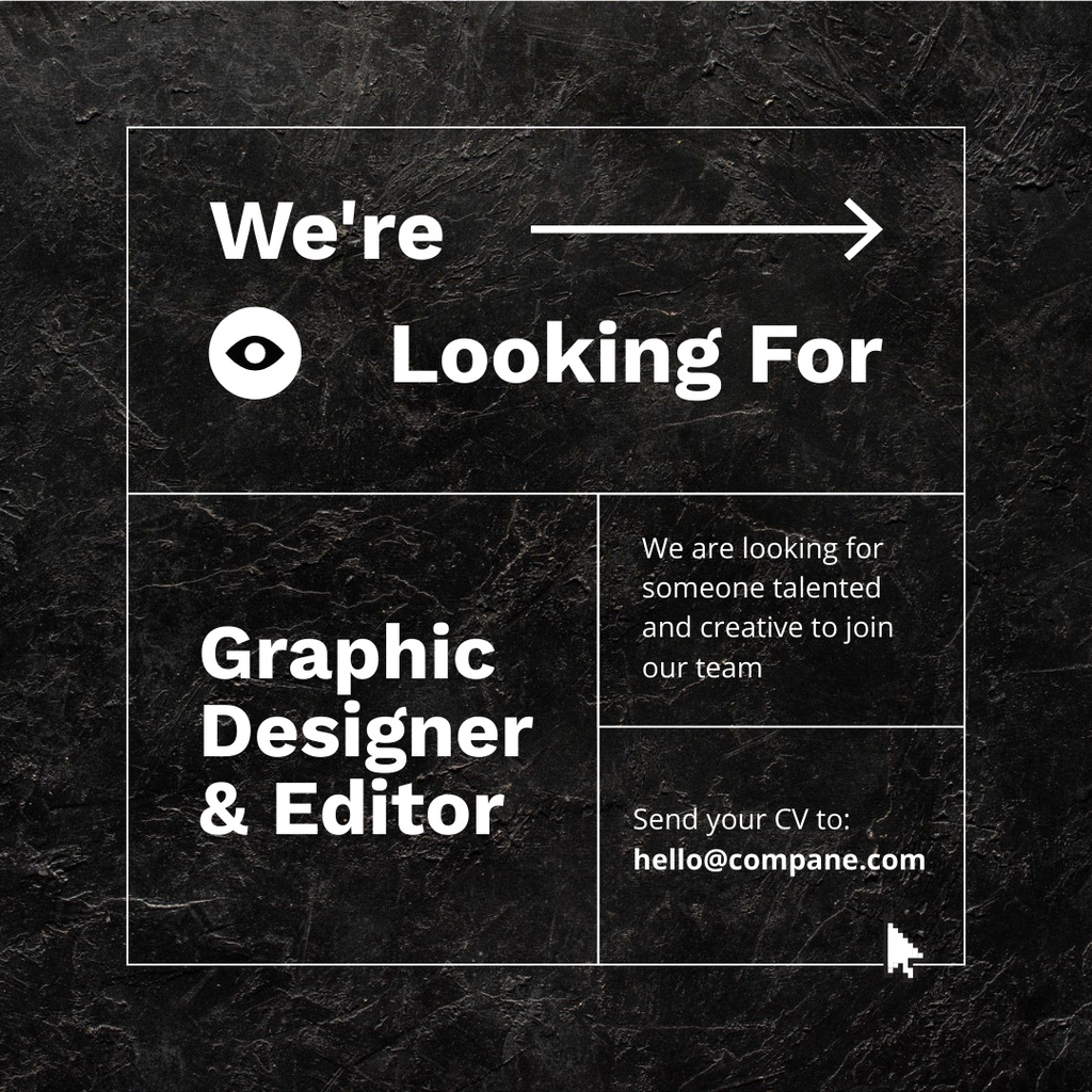 We are Hiring Graphic Designer and Editor Instagram Πρότυπο σχεδίασης