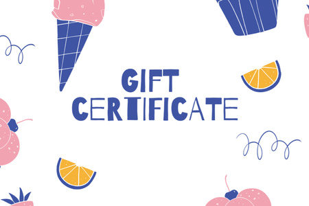 Gift Card with Ice Cream and Fruits Gift Certificate tervezősablon