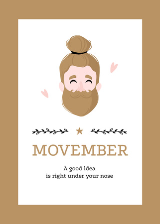 Ontwerpsjabloon van Postcard 5x7in Vertical van Movember Aankondiging En Man Met Snor