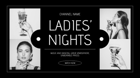 Стильна молода жінка пробує коктейлі на Lady's Night Youtube Thumbnail – шаблон для дизайну
