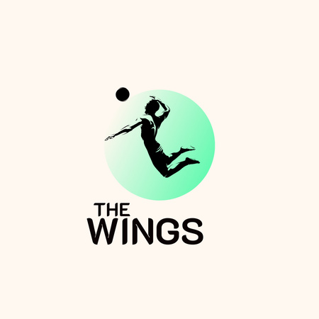 Designvorlage Sport Club Emblem with Volleyball Player für Logo 1080x1080px