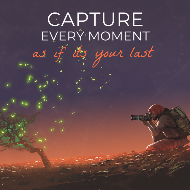 Photographer shooting fireflies Animated Postデザインテンプレート