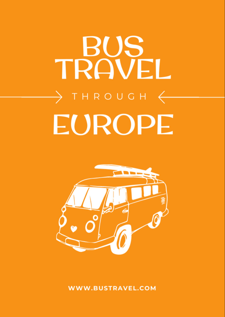 Designvorlage Time-efficient Bus Travel Tour Announcement Through Europe für Flyer A6