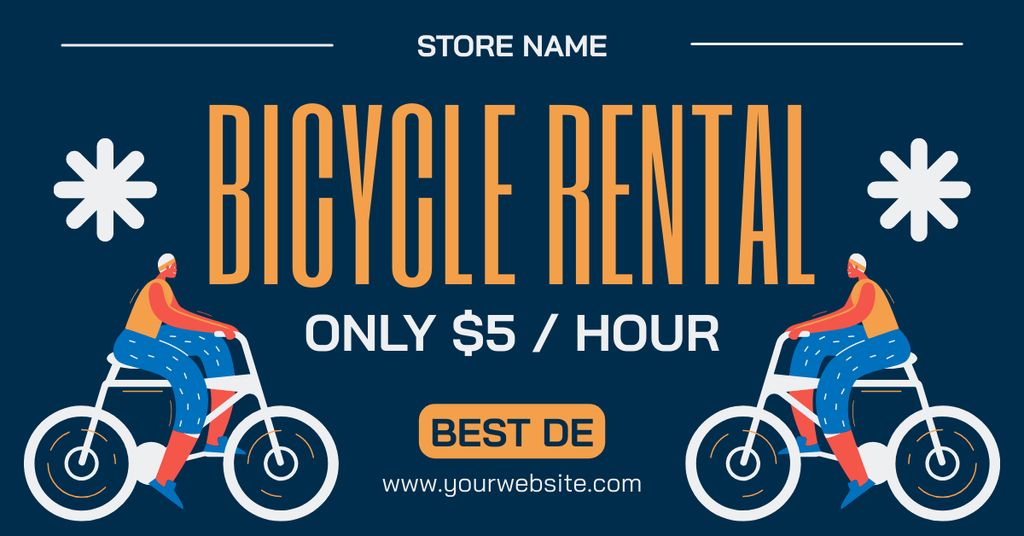 Modèle de visuel Rental Bikes Offer on Dark Blue - Facebook AD