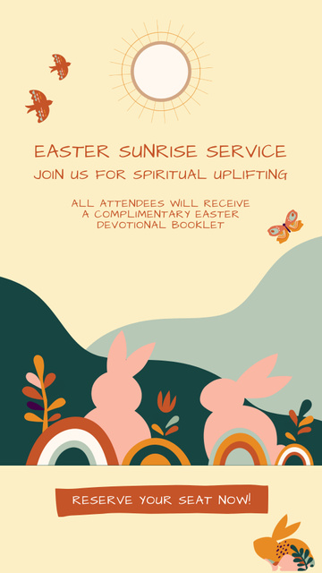Easter  Offer with Cute Illustration of Bunnies under Sun Instagram Video Story Design Template