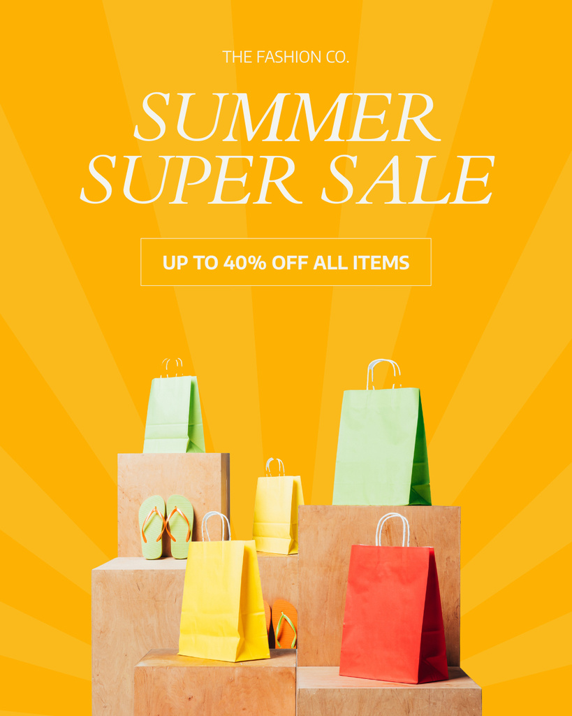 Summer Shopping at Super Sale Instagram Post Vertical Πρότυπο σχεδίασης