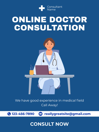 Template di design Annuncio di consultazioni mediche online Poster US