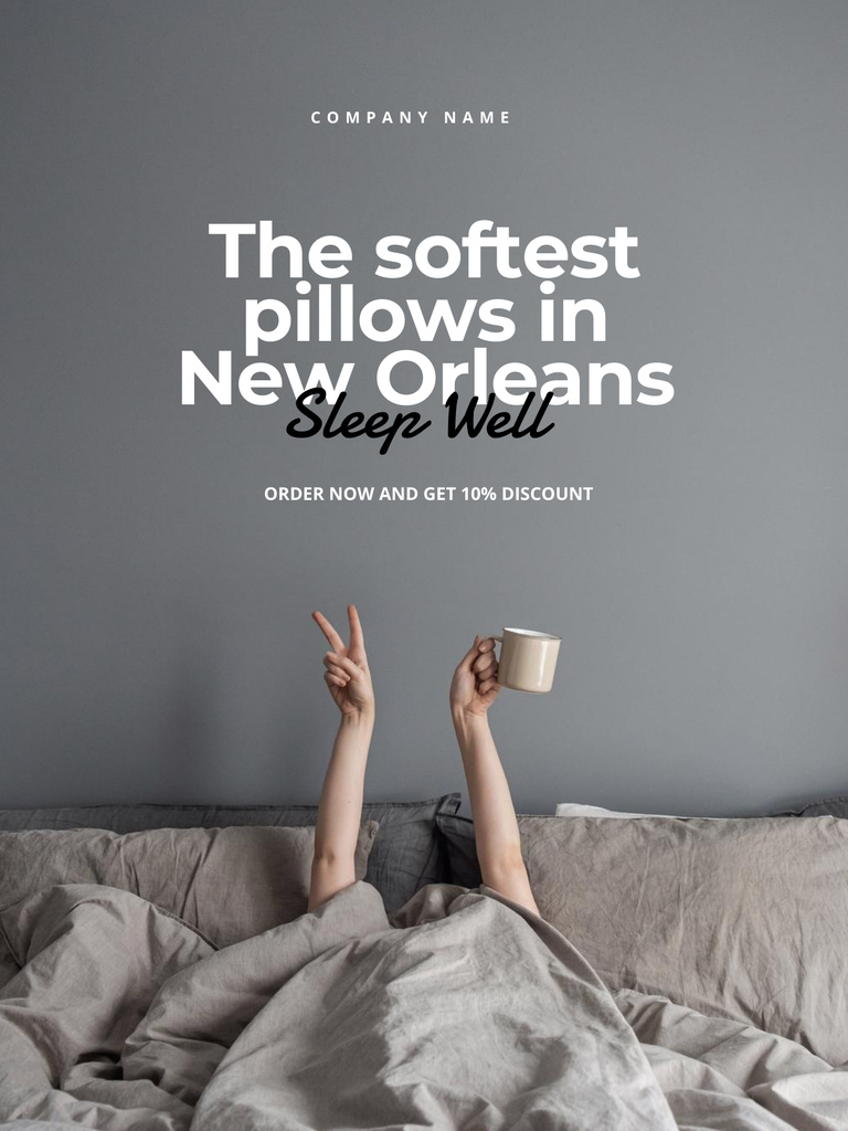 Woman sleeping on Soft Pillows Poster US Design Template