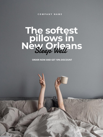 Designvorlage Frau, die auf weichen Kissen schläft für Poster US